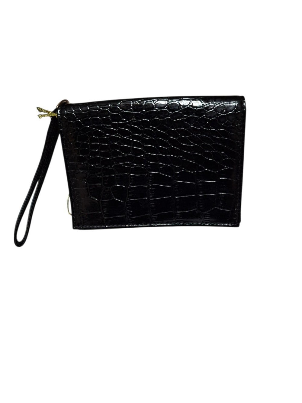 Elizabeth Arden Black Croc-Embossed Wristlet Clutch